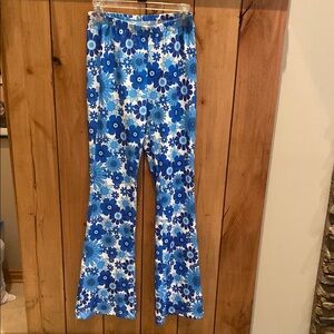 Floral Blue and White Flared Pants